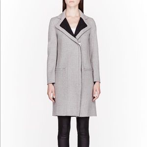 Helmut Lang grey and black exposed zipper overcoat
